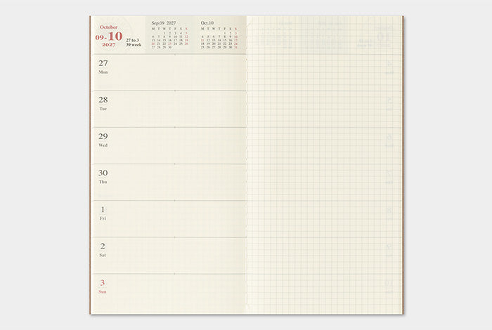 PRE-ORDER Traveler's Notebook Refill 2027 Weekly + Memo (Regular Size)