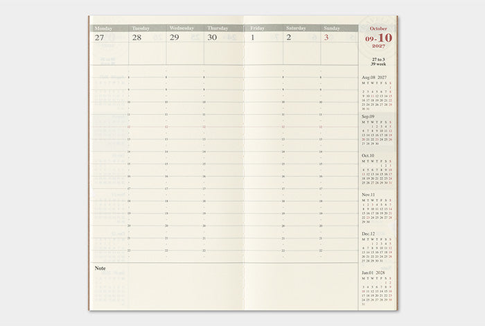 PRE-ORDER Traveler's Notebook Refill 2027 Weekly Vertical (Regular Size)
