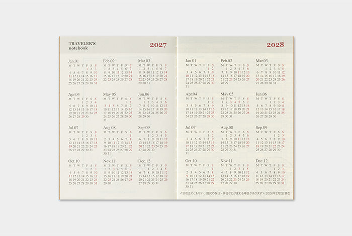 PRE-ORDER Traveler's Notebook Refill 2027 Monthly (Passport Size)