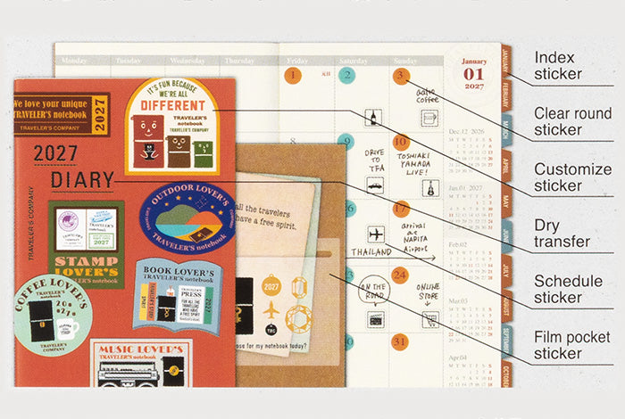 PRE-ORDER Traveler's Notebook Customized Sticker Set for 2027 Diary