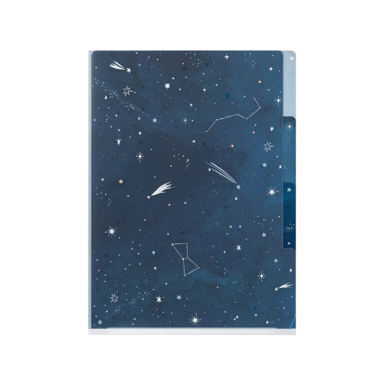 Midori 3 Pockets Clear Folder – Starry Sky - A5