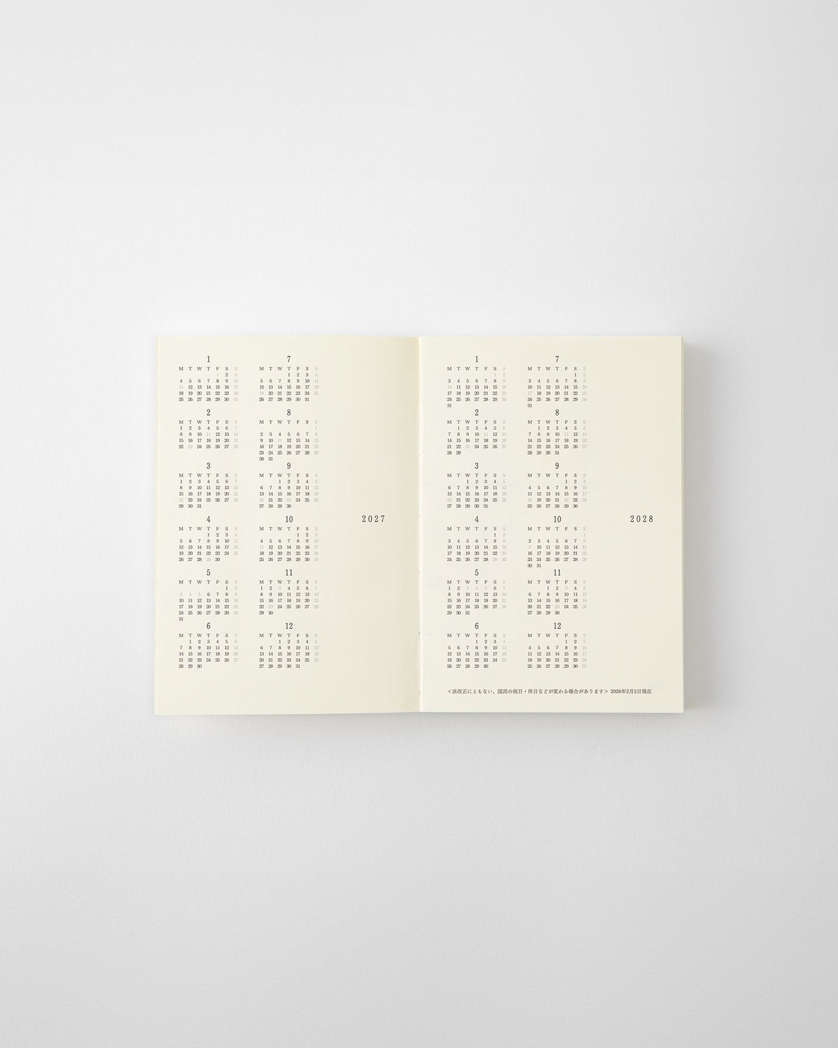 PRE-ORDER MD Notebook Diary 2027 - A7 Size