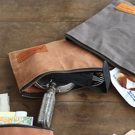 Dulton Wax Canvas Tool Pouch - Camel - Small
