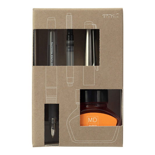 Midori MD Fountain Pen with Bottle Ink Orange [70th Anniversary Limited Edition]