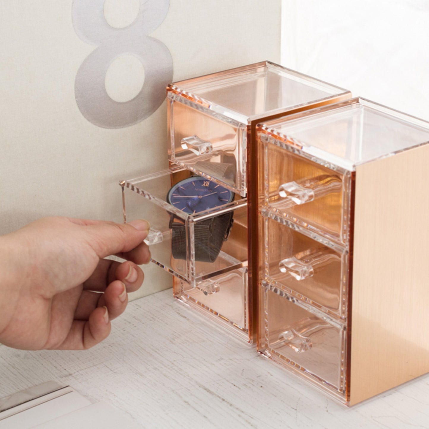 Moosy Life Desk 3 Drawer Rose Gold Organizer