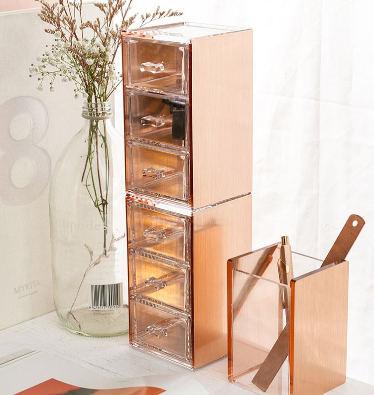 Moosy Life Desk 3 Drawer Rose Gold Organizer