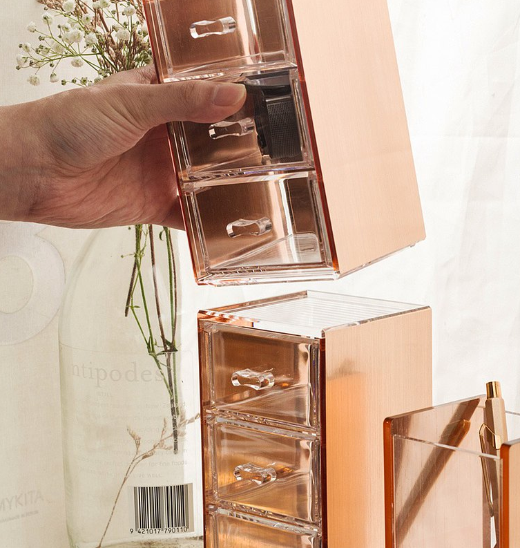 Moosy Life Desk 3 Drawer Rose Gold Organizer