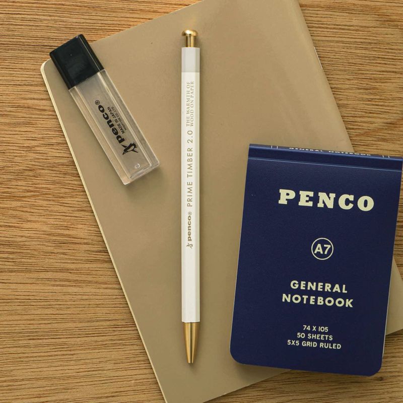 Penco Prime Timber Brass (Mechanical Pencil) - White